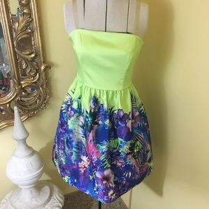 Forever New lime green floral dress
